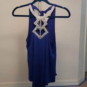 Mm mm mm blue rhinestone top size small